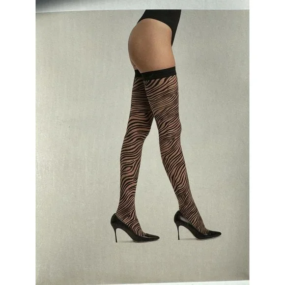 Wolford Zebra  Stay-ups  Color: Black / Black  Size: Medium 28152 - 09 - Picture 3 of 3
